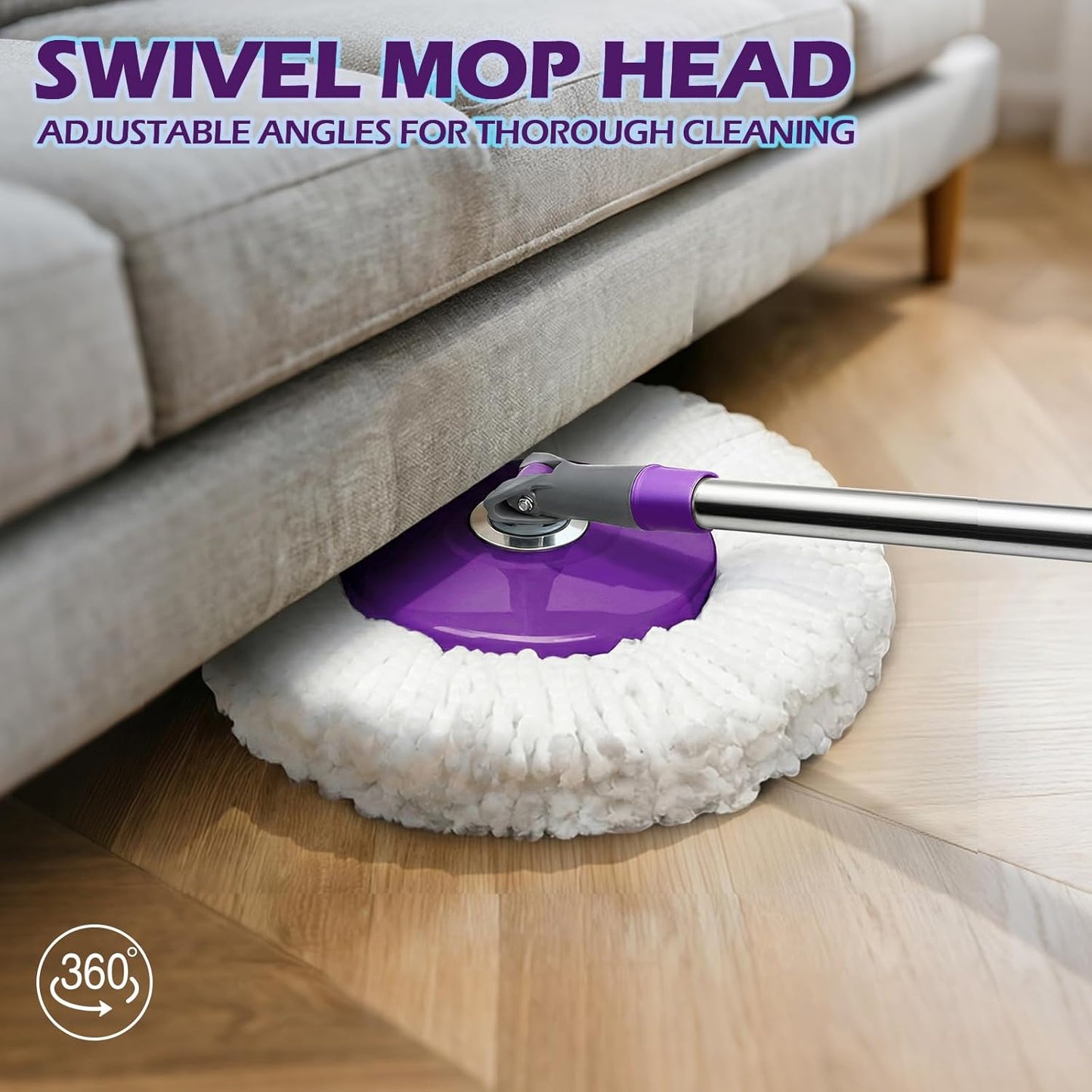 Spin Mop Bucket System,Masthome Pedal Spin Mop and Bucket with Wringer Set,EasyWring Microfiber Mop with 3 Mop Pads,360°Spinning Floor Cleaning System - Home & Office Suitable