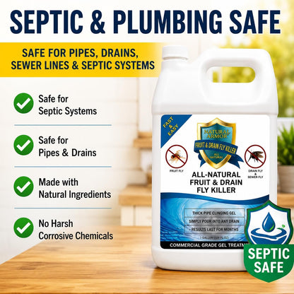 Natural Armor Drain Fly & Fruit Fly Killer (128oz Gallon) | Eliminates Gross Fruit, Drain, Sewer & Gnat Infestations from Any Drain - Simple, Easy to Use - Sewer & Septic Safe