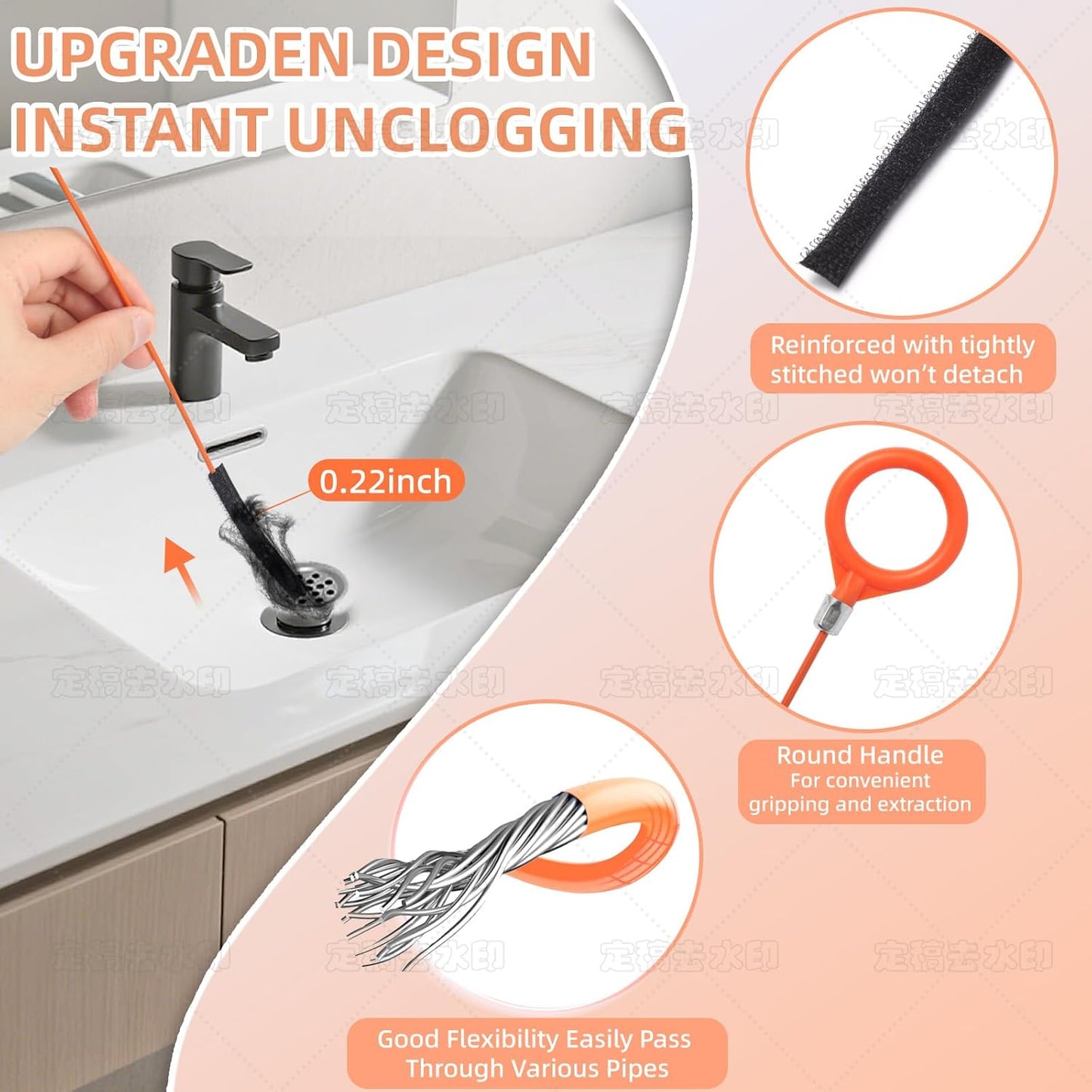 32 Inch Snake Hair Drain Clog Remover, Anti-Break Metal with Nylon Coating Drain Hair Removal Tool, Long Flexible Augers Cleaning Tools for Shower, Kitchen Bathtub, Bathroom, Toilet