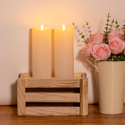 Outdoor Flameless Candles with Remote Timer - Waterproof Realistic Flickering LED Pillar Electric Battery Operated Fake Candle for Holiday Home Wedding Fireplace Decor - Ivory White 3 Pack (4”6”8”)