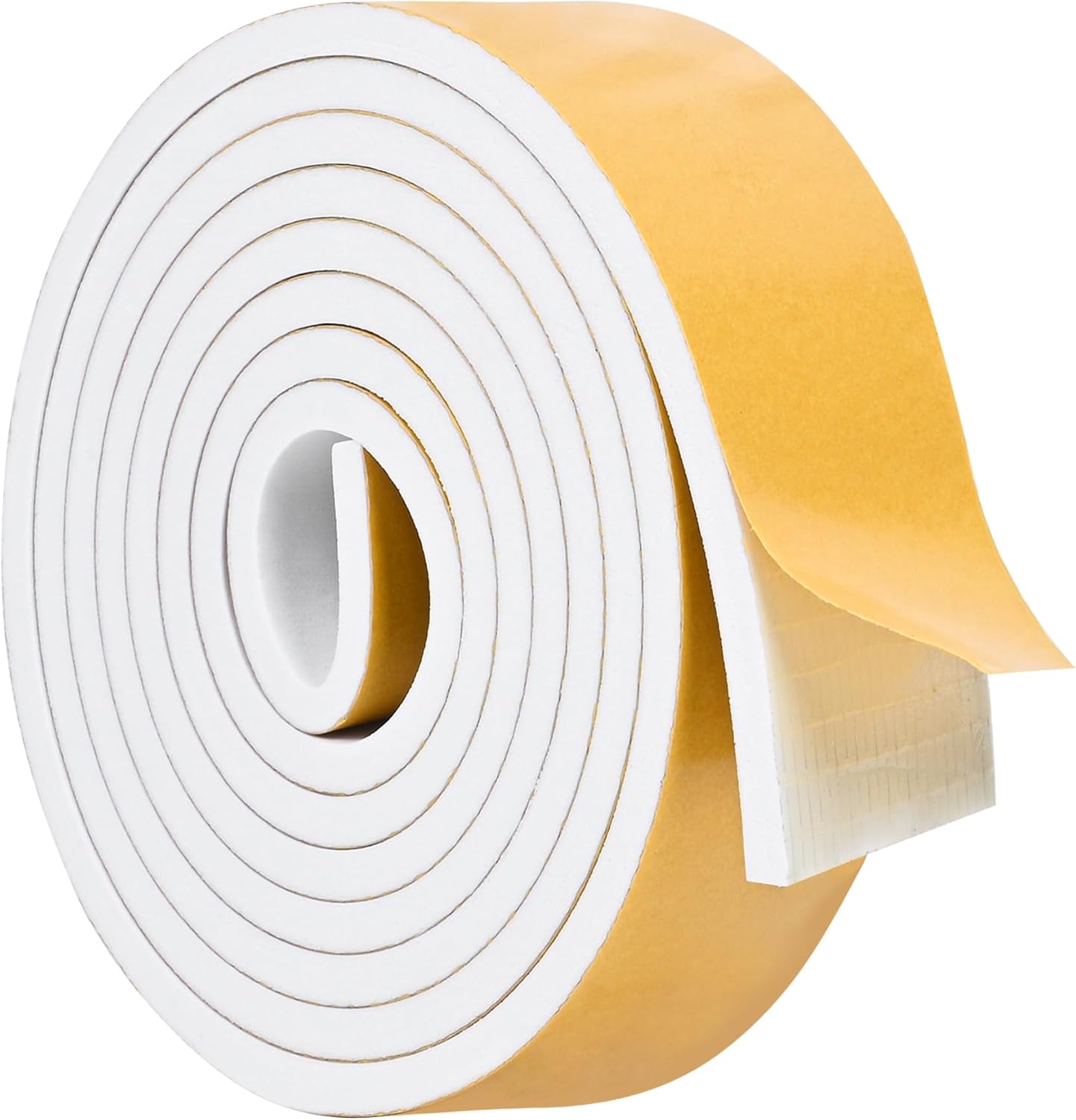 ToLanbbt White Door Window Weather Stripping Self Adhesive Foam Tape High Density Foam Sealing Strip Window Insulation Weatherproof Gasket Tape for Doors and Windows (1/2" W X 1/8" T X 16.5')