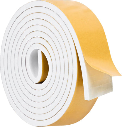 ToLanbbt White Door Window Weather Stripping Self Adhesive Foam Tape High Density Foam Sealing Strip Window Insulation Weatherproof Gasket Tape for Doors and Windows (1/2" W X 1/8" T X 16.5')