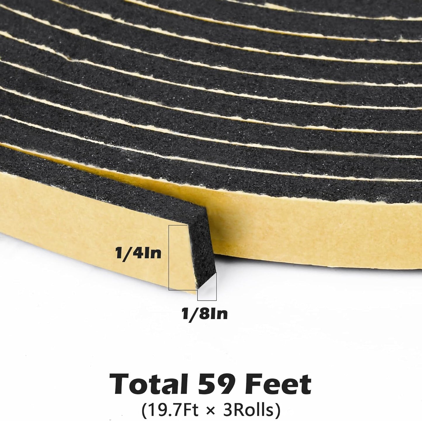 ToLanbbt White Door Window Weather Stripping Self Adhesive Foam Tape High Density Foam Sealing Strip Window Insulation Weatherproof Gasket Tape for Doors and Windows (1/2" W X 1/8" T X 16.5')