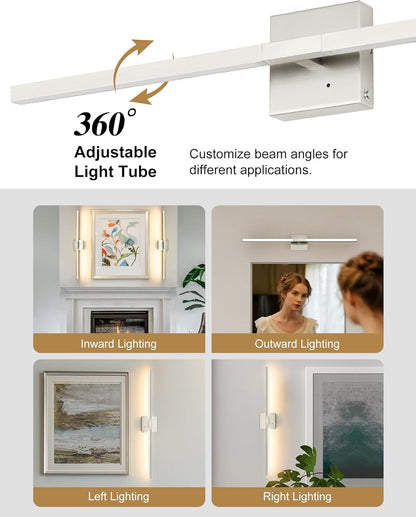 8000mAh Battery Operated Wall Sconce with Remote Control, 3000K-6000K Dimmable Black Wireless Rechargeable Wall Sconces Set of Two with Timer Function for Living Room, Bedroom, Stairwell, TV 24 Inch