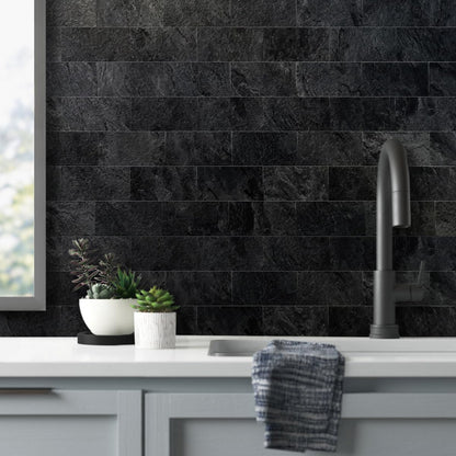 AULIGET 100 Piece Rust Slate Peel and Stick Backsplash Wall Tiles, 3" x 6" PVC Faux Stone Stick on Tiles for Backsplash Kitchen, Bathroom, Laundry Room, Camper, Fireplace