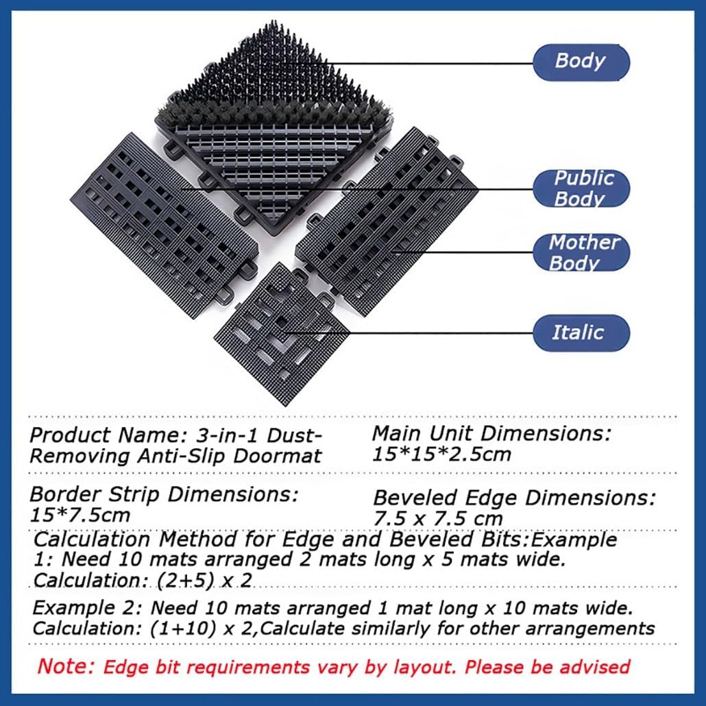 Boot Scraper Rug Mats,Heavy Duty Outdoor Waterproof Door Mats, Commercial Anti-Skid Splicing Cushion Mat, Nylon Brush Heavy Duty Door Mat for Pool Shopping(120x150cm)(Gray-a,75 * 90cm)