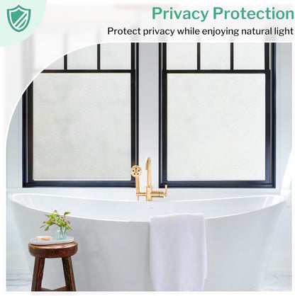 DOWELL Window Privacy Film, Frosted Glass Window Film, Static Cling Non-Adhesive Glass Clings, Sun Blocking Opaque Coverings, Reusable Door Stickers for Bathroom Home Office, Pure, 17.5" x 78.7"