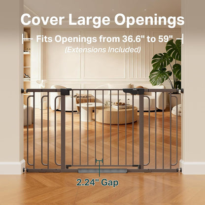 Cumbor 29.7-48" Baby Gate for Stairs, Mom's Choice Awards Winner-Dog Gate for Doorways, Auto Close Safety Pet Gate for Dogs Indoor, Easy Install Pressure Mounted Child Gate with Walk Thru Door, Brown