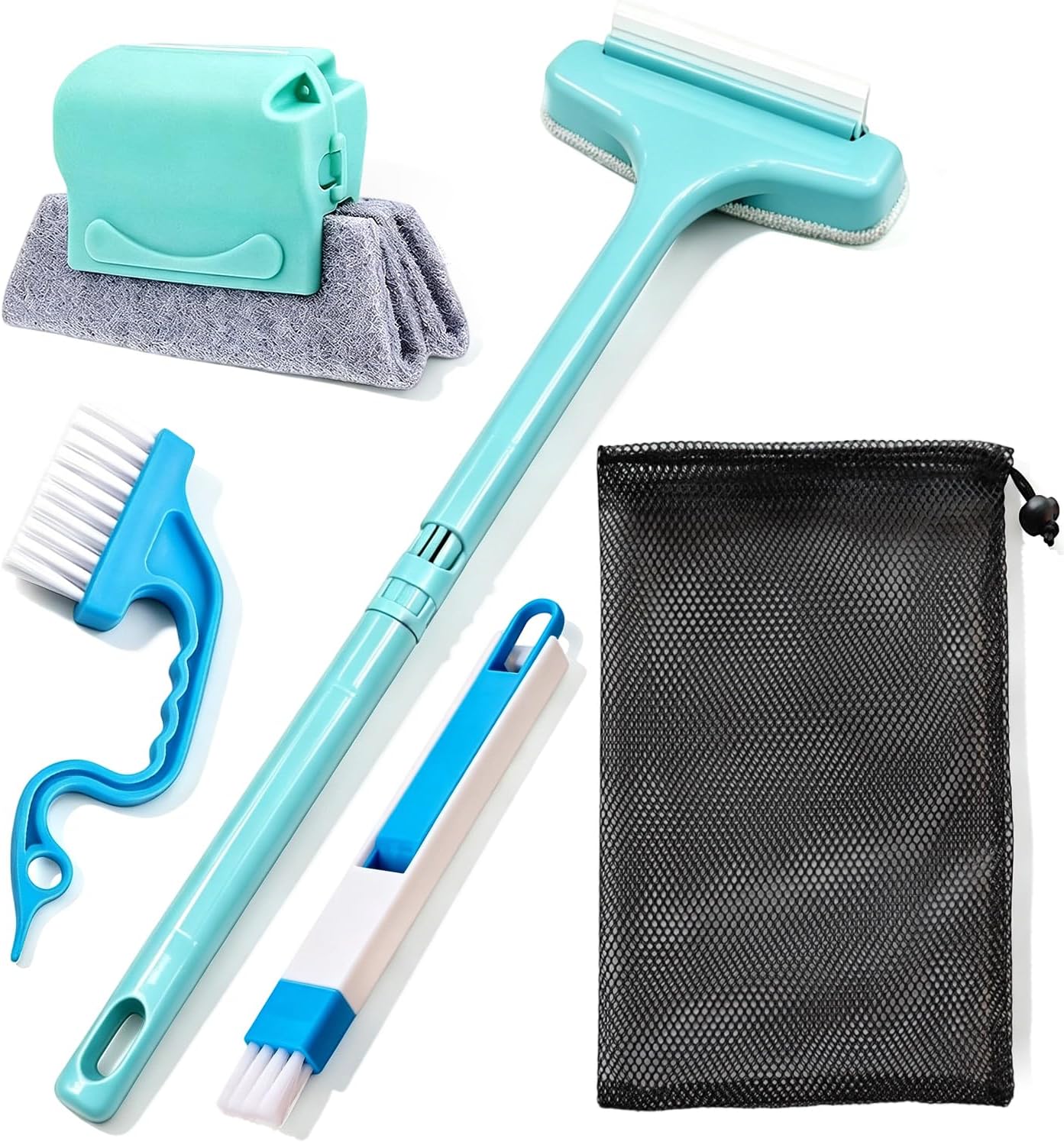 Window Track Cleaning Brush, 2-in-1 Groove Cleaning Tool with 3 Replaceable Pads, Multifunctional Gap Brush for Window Sills Sliding Door Tracks Corners, Household Dust Removal Cleaning Kit