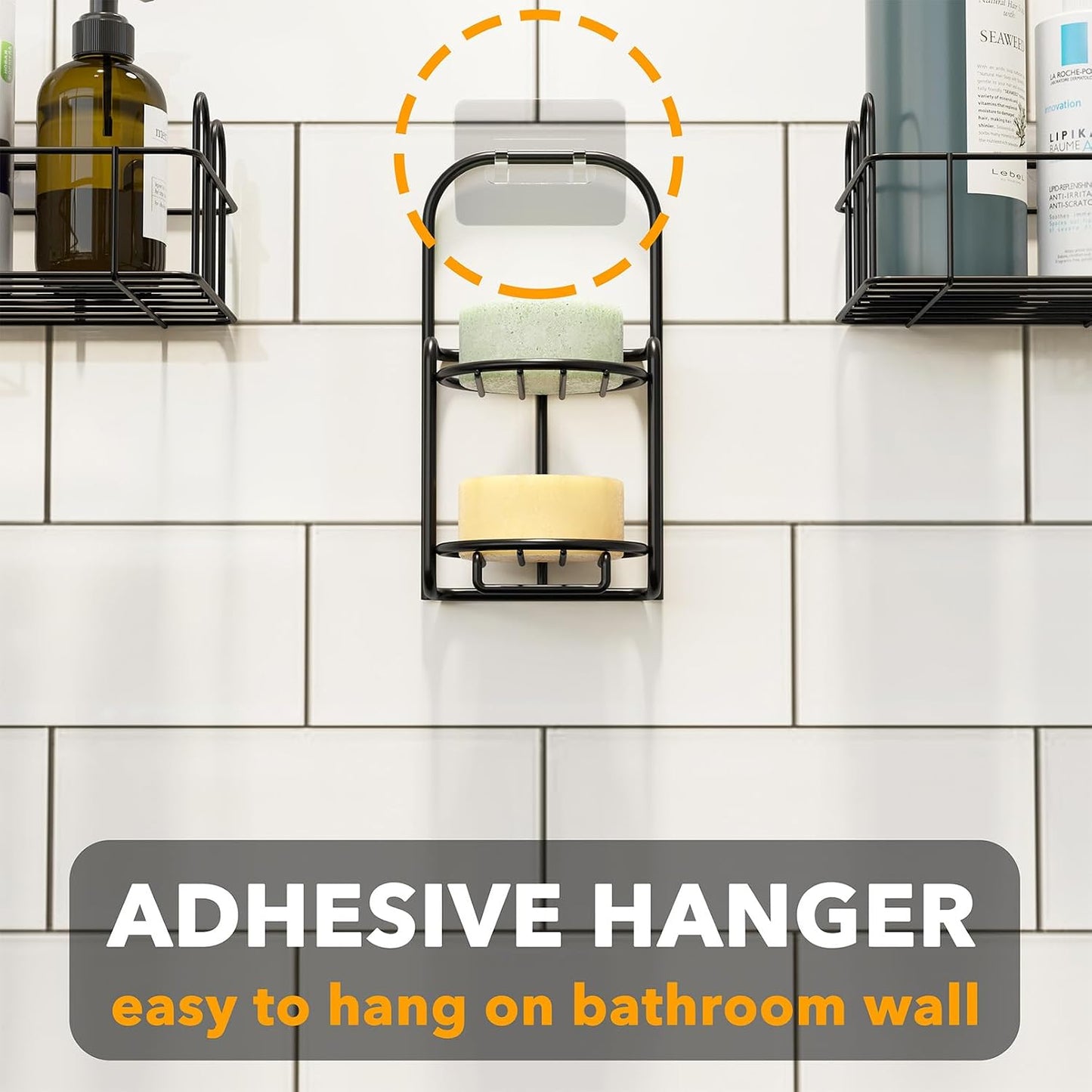 SpaceAid 4 Tier Shampoo Bar Holder for Shower, Self Draining Soap Bar Holders Caddy for Bathroom Wall and Kitchen Sink, Shampoo Bar Dish Rack, Stainless Steel Bar Soap Holder (Black)