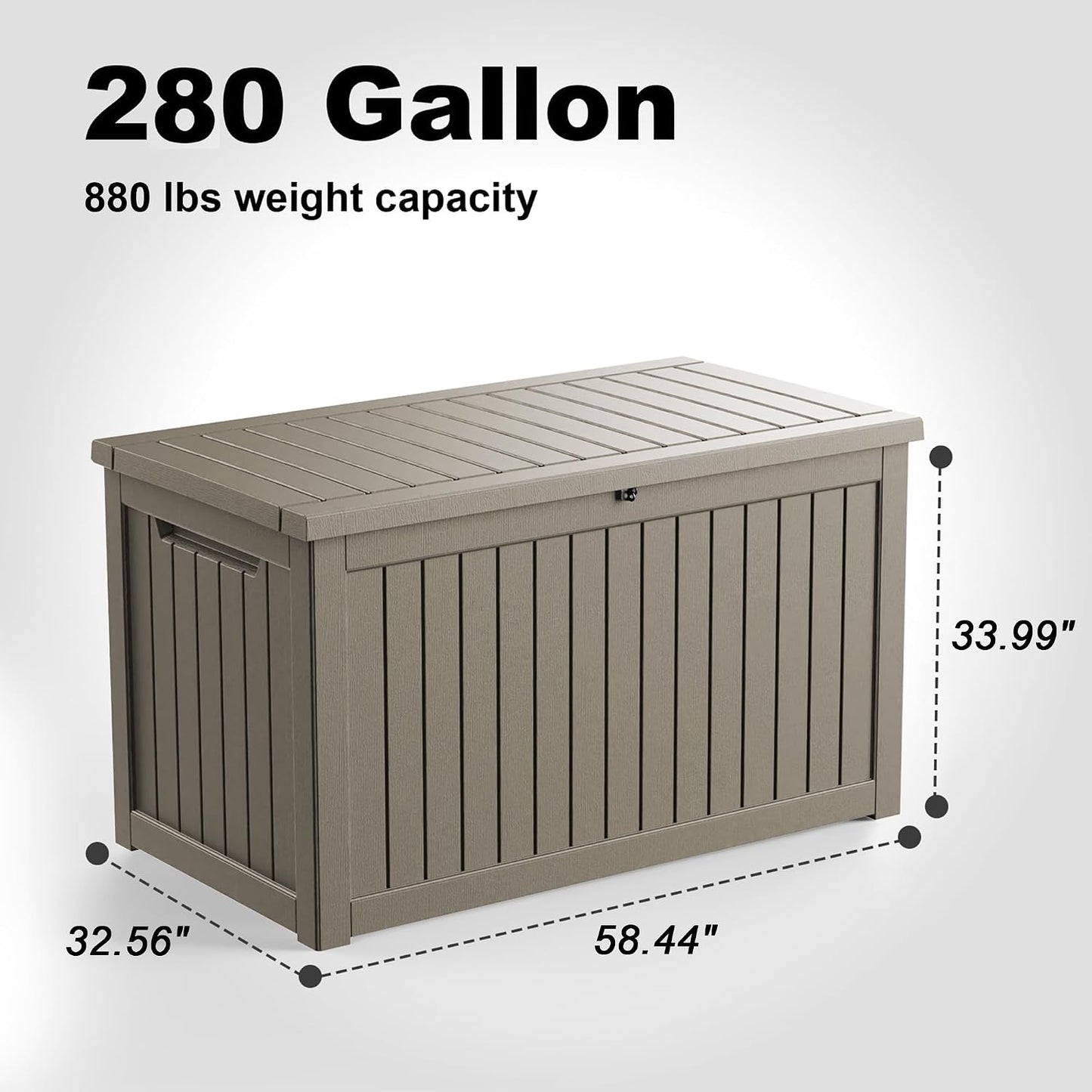 320 Gallon Outdoor Storage Box,Large Waterproof UV Resistant Deck Box,Lockable Storage Container for Patio Furniture Cushions Garden Tools and Pool Accessories(Black)