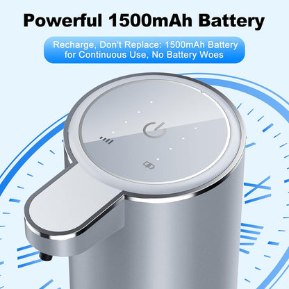 Automatic Foaming Touchless Soap Dispenser, Rechargeable 1500mAh with Sensor for Bathroom Kitchen 13.5oz/380ml Silver