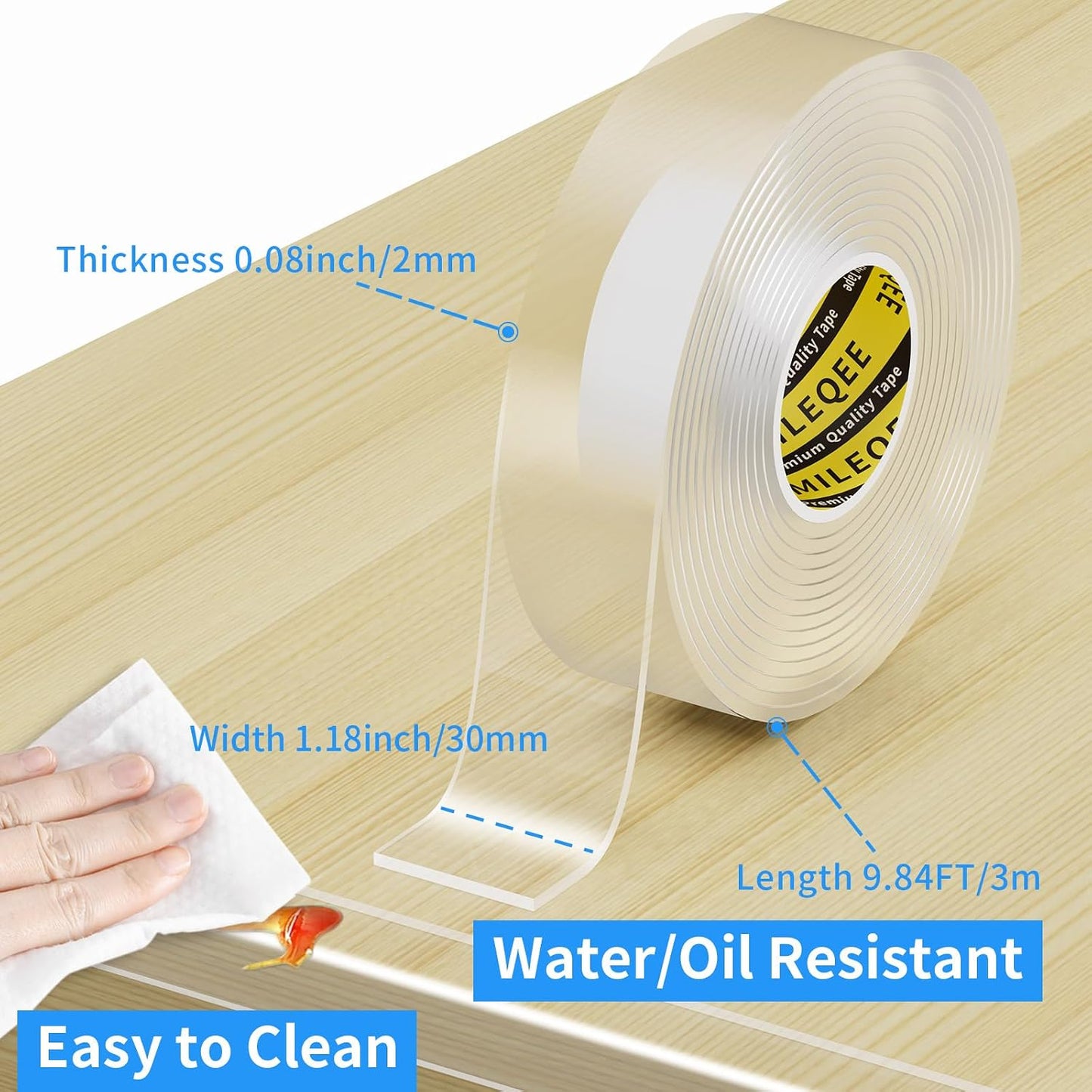 2Pack Clear Edge Protector Strip, 0.8in x 9.84FT(19.68FT Total), Sharp Edge Wrap Cover Tape, Self Adhesive Protective Bumper Guards for Cabinet Door Desk Glass Table Furniture, Kitchen Countertop