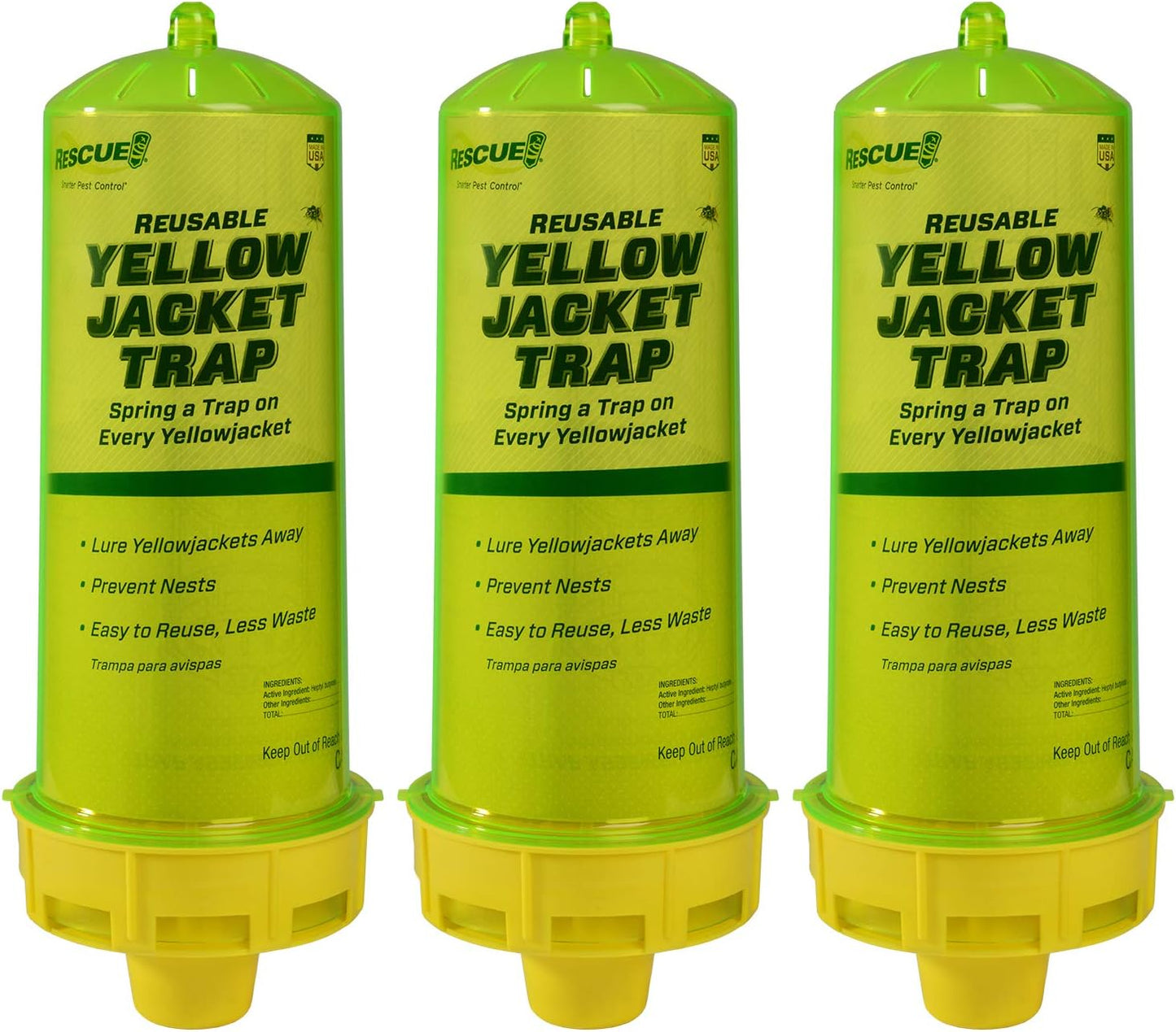 RESCUE! Reusable Yellowjacket Trap – Includes Attractant - 3 Traps
