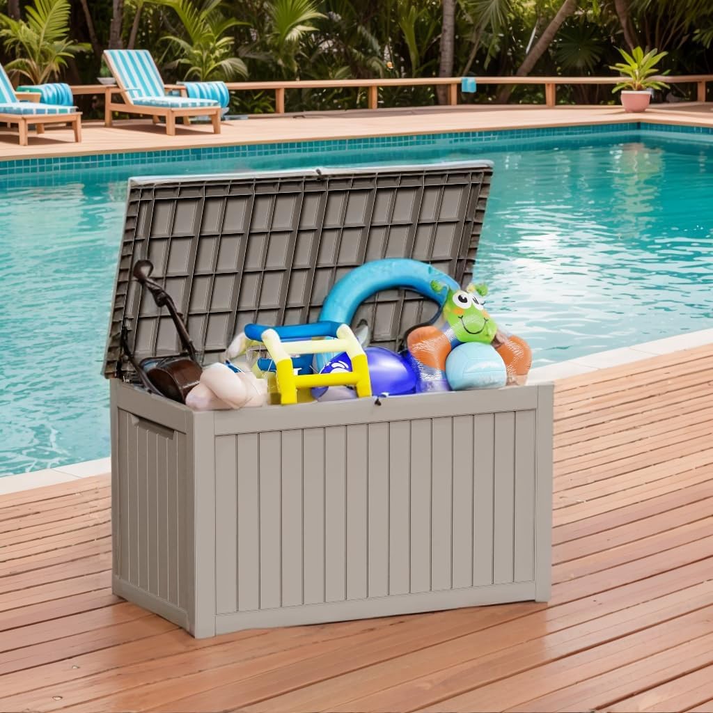 50Gal Outdoor Storage Box Anti-Theft Delivery Box Lockable Deck Box | Heavy-duty UV & weatherproof resin for secure parcel drop, patio cushion storage, garden tools & porch package organization