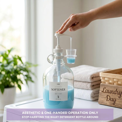 2 Pcs Glass Liquid Laundry Detergent Dispenser with Cup Holders, Half Gallon Dispenser for Laundry Room (64 oz. Each), Laundry Detergent Bottles with Pump Dispenser -Includes Labels, Measuring Cups