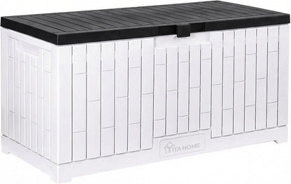 YITAHOME 31 Gallon Outdoor Storage Deck Box | Waterproof Resin Package Delivery and Storage Box with Lockable Lid for Patio Furniture Cushions, Pool Accessories, Garden
