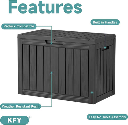 60 Gallon Outdoor Waterproof Storage Box, UV Resistant Resin Deck Box with Built-in Handle, Outdoor Storage Container for Patio Furniture, Garden Tools, Patio Cushions, Black