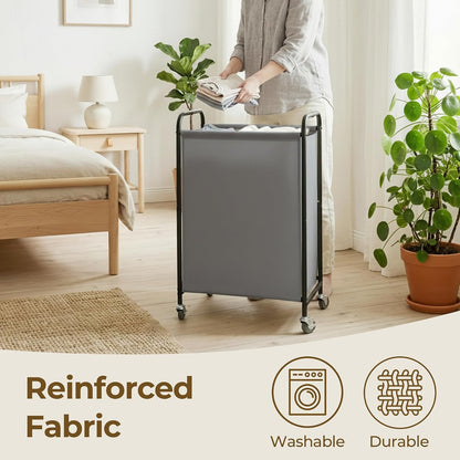 GRANNY SAYS 2 Section 130L Laundry Sorter, Large Laundry Hamper Basket with Wheels and Handles, Durable and Sturdy Rolling Cart for Laundry Room, Hotel, Bedroom, Beige