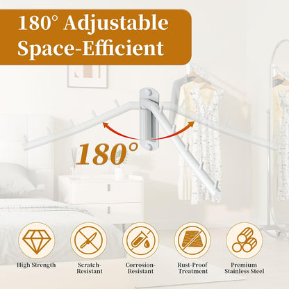 Alise Swing Clothes Hanger Rack,Black Garment Racks Wall Mounted(2P) | Clothes Bar-Hanger Hooks Heavy Duty Swivel Drying Rack Clothing Hanging System Closet Storage Organizer