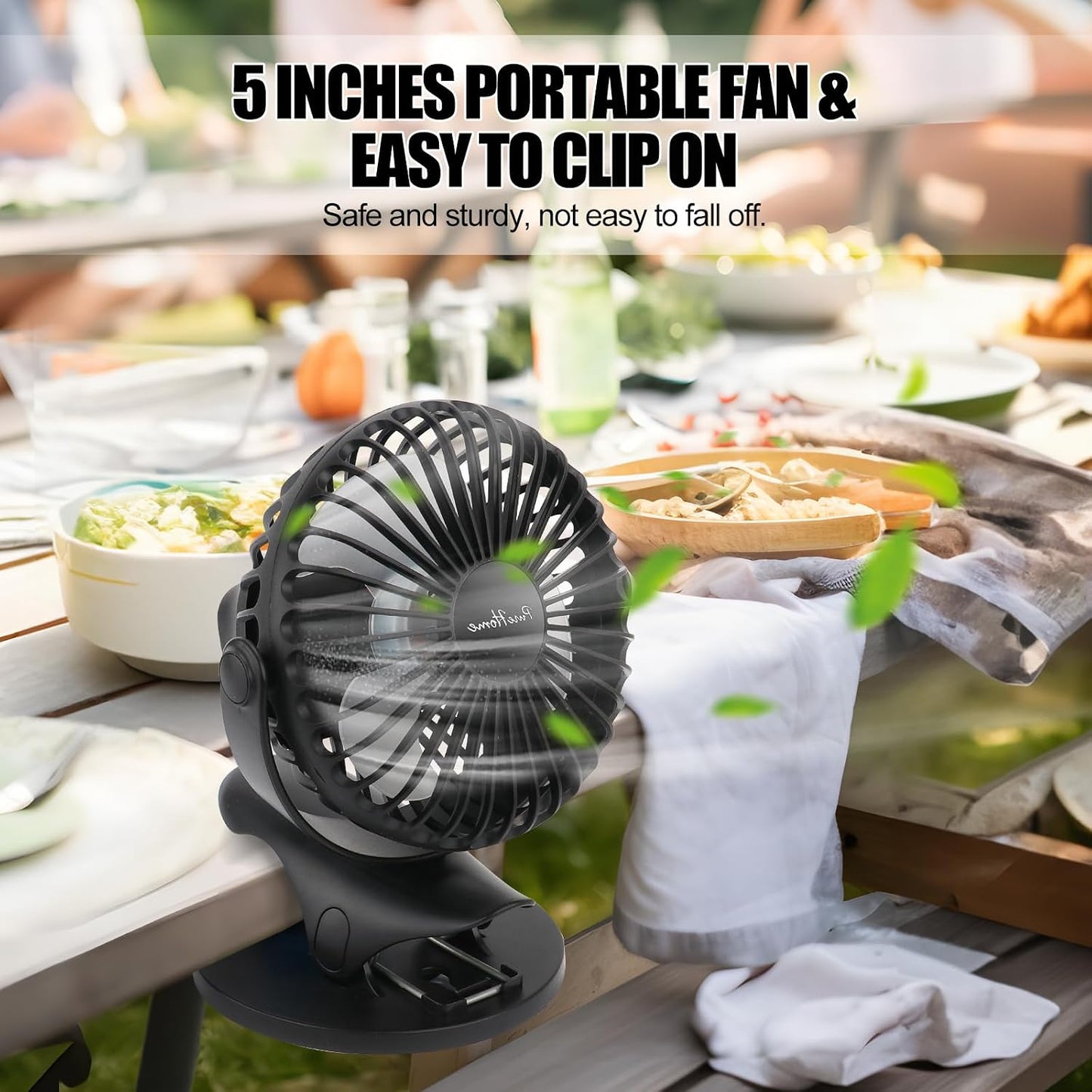 Portable Clip Fan Battery Operated,3 Speeds USB Rechargeable Mini Table Fan with Strong Airflow,360°Rotation Ultra Quiet Personal Desk Fan for Home Office Bedroom Dorm Stroller Camping(Black)