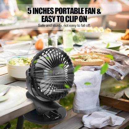 Portable Clip Fan Battery Operated,3 Speeds USB Rechargeable Mini Table Fan with Strong Airflow,360°Rotation Ultra Quiet Personal Desk Fan for Home Office Bedroom Dorm Stroller Camping(Black)