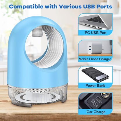 Fruit Fly Traps for Indoors, Electric Fan Powered Bug Catcher, Reusable Gnat Killer for Home Kitchen with Sticky Cartridges for Mosquitoes & Moths