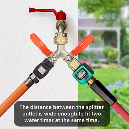 Hose Splitter 2 Way, Brass High Flow Garden Hose Splitter Heavy Duty, Hose Connector, Water Spigot Splitter, Full Flow Faucet Splitters with shutoff, 3/4” GHT Inlet