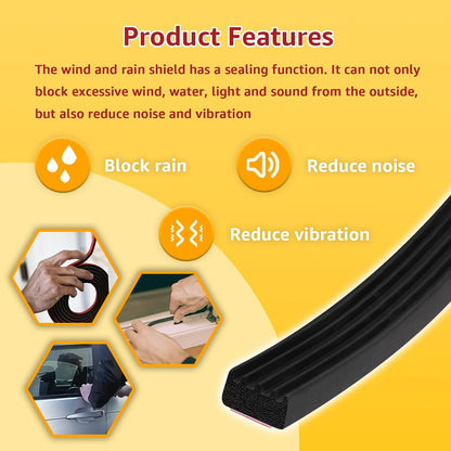 326A0004 Service Kit 30FT Extra Long Ribbed Bulkhead Seal, 3/5" x 360" Self Adhesive EPDM Foam Rubber Weather Stripping Tape for Tonneau Cover, Truck Bed, RV, Boat, Marine, Garage Door, Auto Tailgate