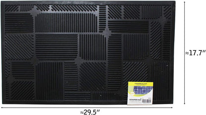 HAWK Heavy Duty Rubber Scraper Mat | Size 18" x 30" (45 x 75 cm) | 9mm Thickness | Anti Slip | Anti Fatigue | Great For Cleaning Boots & Shoes
