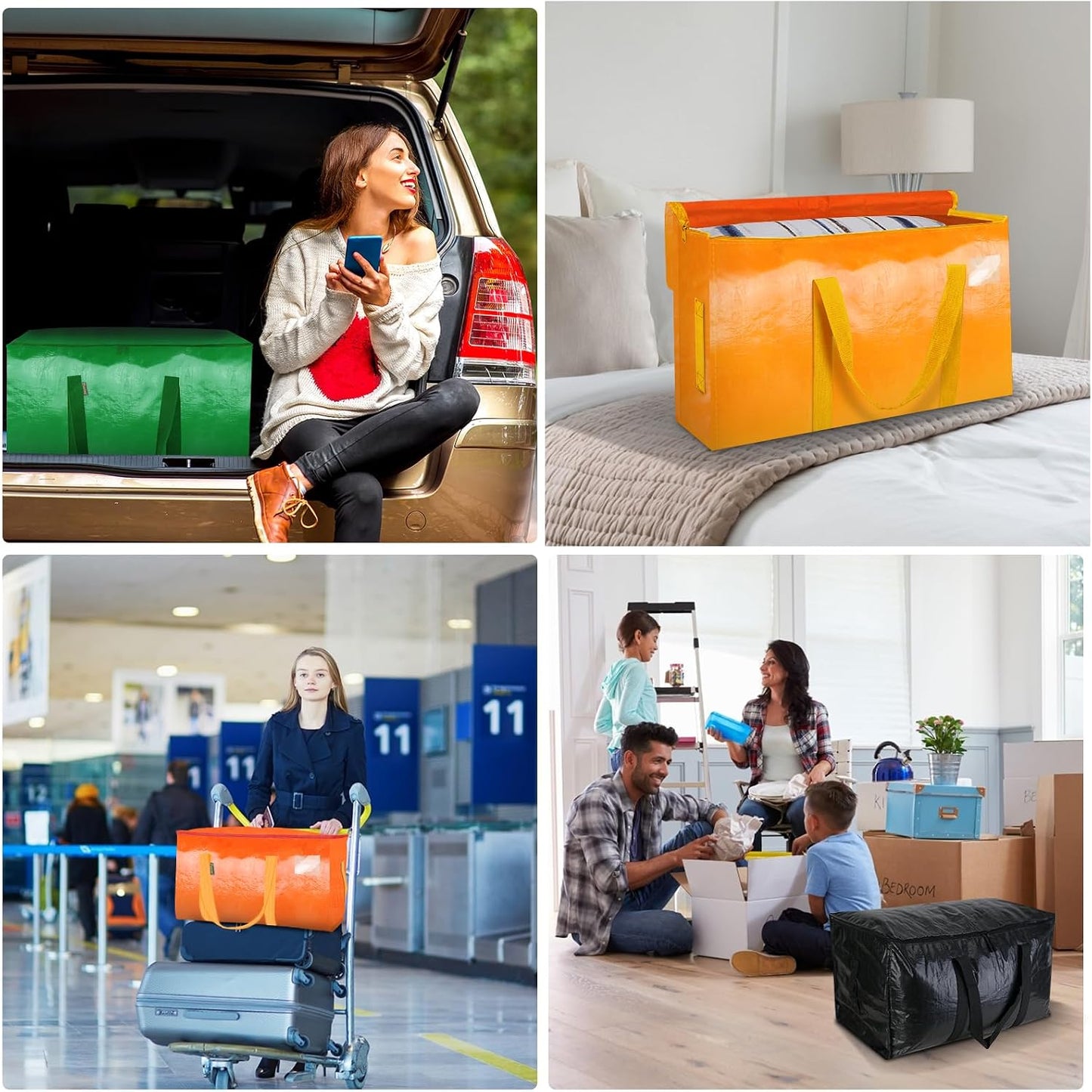 BALEINE 6-Pack Oversized Moving Bags with Reinforced Handles, Heavy-Duty Storage Tote for Clothes, Moving Supplies (Clear, 6-Pack)