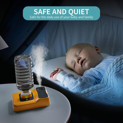 Travel Humidifier, Portable Small Humidifier for Plants, Bedroom, Office, Hotel or Car, Battery Operated Mini Cool Mist Humidifiers, Quiet 23dB, Auto-off, Night Light & BPA-Free, White