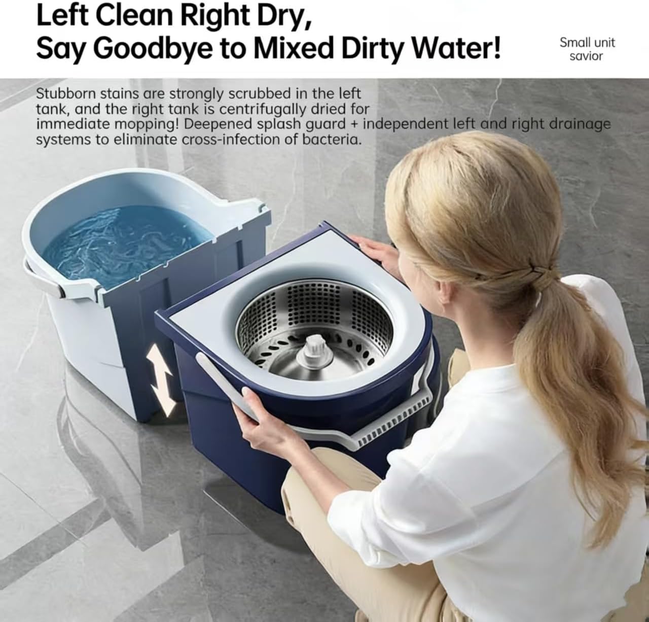Spin Mop and Bucket Set with 4 Washable Microfiber Mop Heads, Durable Handle System for Hardwood Floor, Tile, and All Surface Cleaning