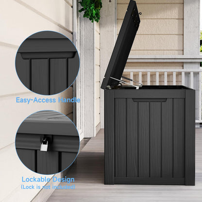 ROJIK 55Gal Outdoor Storage Box Waterproof Deck Box | Heavy-duty UV-resistant resin, space-saving for balcony/patio, stores cushions/tools/pool gear, lockable lid as table/bench