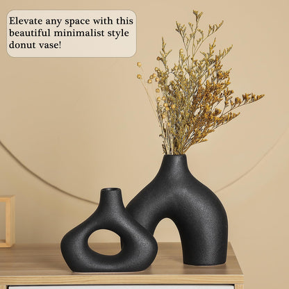 CEMABT Modern Nordic Boho Vase Set - Elegant Beige Matte Ceramic Vase for Living Room, Bookshelf, Mantel, Entryway Table & Console Decor | Home Decor Shelf Decorations Easter Gift