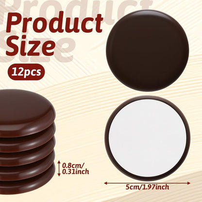 Sliders for Furniture on Hardwood Floors, 12 Pcs 2 Inch Self Adhesive Furniture Sliders, Coffee, for Carpeted Floors and Hardwoodes, Easy Moving On Carpet Or Hardwood Floor