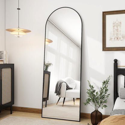OGCAU Floor Full Length Mirror, 56"x20" Arched Full Body Mirror, Hanging or Leaning, Standing, Wall Mounted with Aluminum Frame for Bedroom Living Room, White