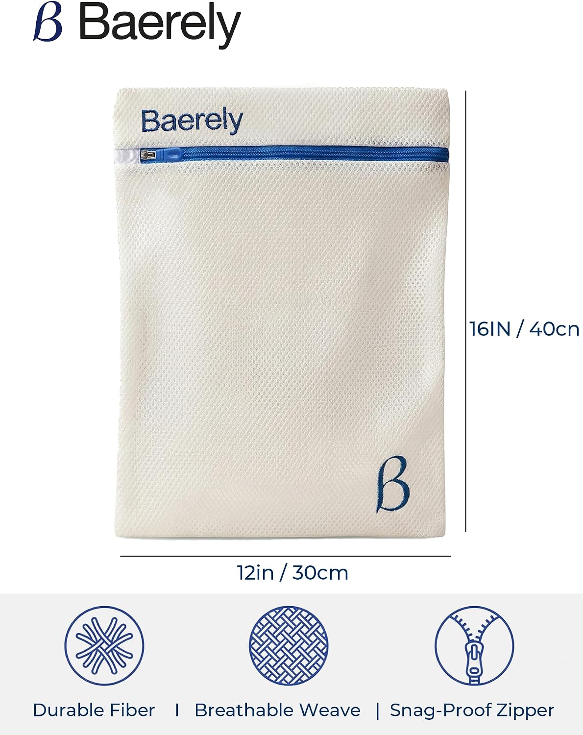 Mesh Laundry Bag for Shapewear, Bras & Delicates 12x16 in Pearl White | High-density mesh prevents twisting & stretching for bras, shapewear & delicates. Durable zipper with snag guard, 30x40cm