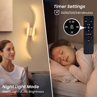 CANEOE Battery Operated Wall Sconce Set of 2, 18000mAh Gold Rechargeable Wall Lights with Remote Control,3000K-6000K Dimmable LED Wireless Wall Light for Living Room Bedroom Hallway,39.3 Inch (Gold)