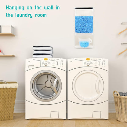 Detergent Dispenser for Laundry Room,Wall-Mounted Laundry Detergent Dispenser with Spigot Cup Holder,Suitable for Soap Beads Rice Scent Boosters Dry Food Dog Food Dispenser Storage Containers(1L)