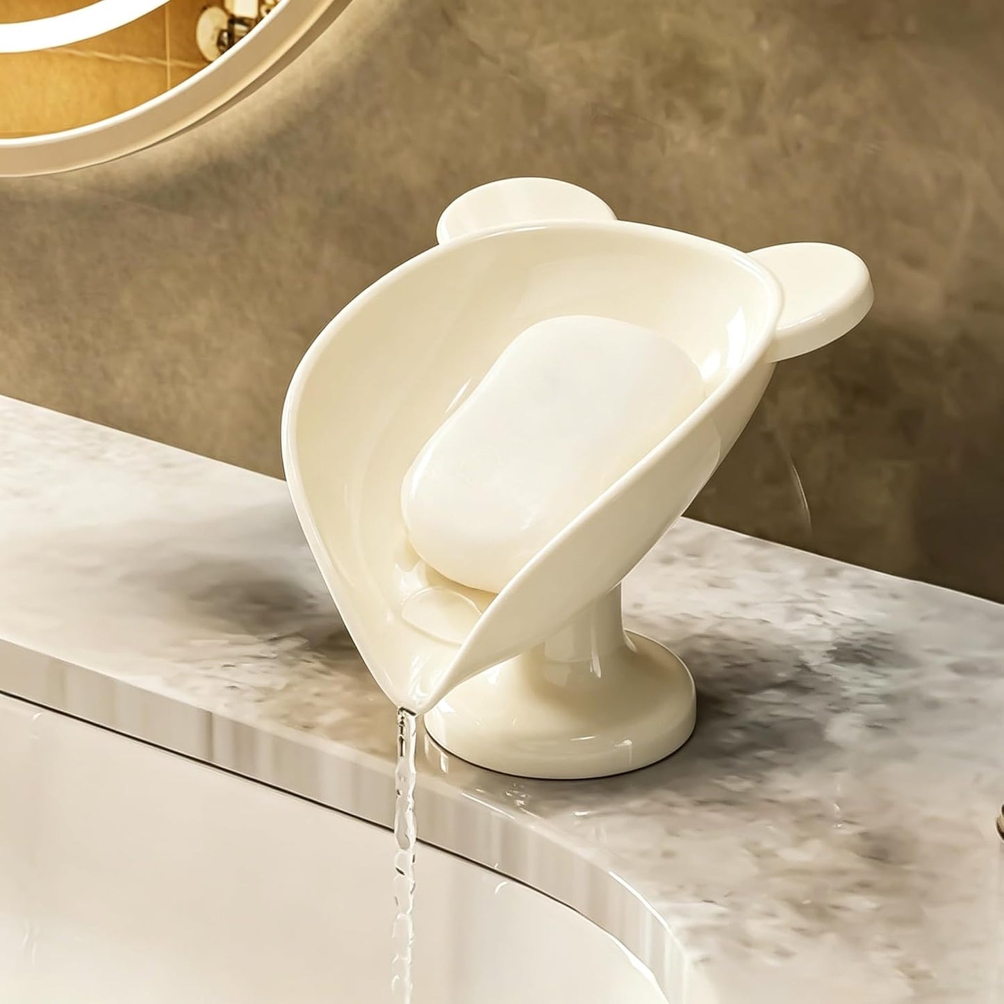 Leaf-Shaped Soap Dish – Premium Soap Bar Holder with Self-Drainage System – Bar Soap Holder for Shower, Bathroom Sink, Kitchen – Waterfall Soap Dish with Stand