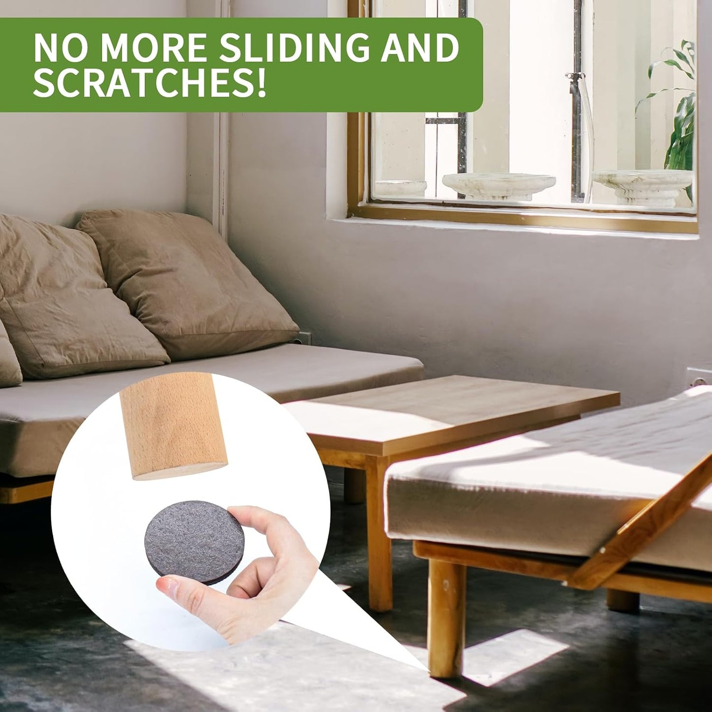 Non Slip Furniture Pads 36 PCS 1'' Square - Anti Slip Furniture Pads - Self Adhesive Rubber Feet Furniture Feet - Chair Leg Floor Protectors - Keep Furniture in Place