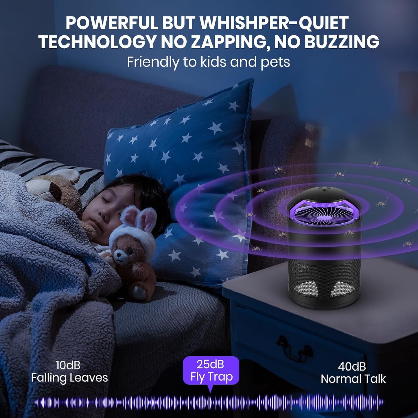 Fruit Fly Traps for Indoors, Catcher & Killer, Indoor Insect Trap | Upgraded Purple Light, Odorless & Quiet, 3-Speed Fan Suction for Gnats & Mosquitoes in Kitchen, Home, and Plants