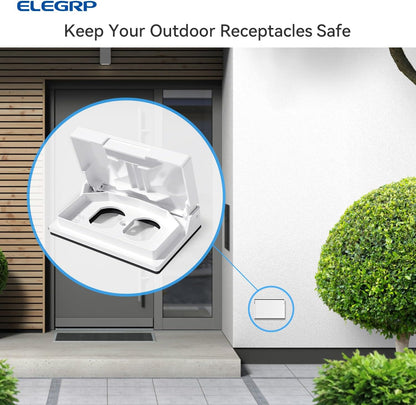 ELEGRP Horizontal Outdoor Cover for Duplex Receptacles, 2-Hole Weatherproof Wall Plate, Outdoor Electrical Outlet Cover, Standard Size 1-Gang 4.55” x 3.02”, Thermoplastic, 1 Pack, Grey