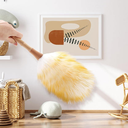 Extendable Lambswool Duster 29-110 Inch,Anti-Static Flexible Head, Stainless Steel Pole for Cleaning High Ceiling,Fan,Furniture,Roof Dusting
