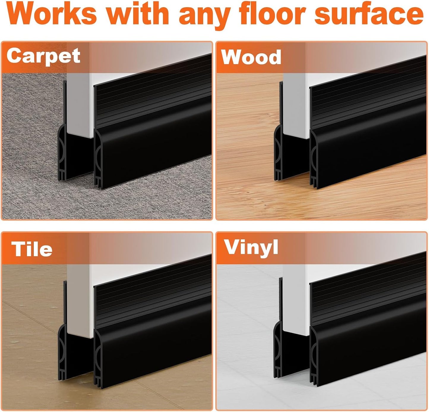 Door Draft Stopper, Door Sweep for Bottom of Door, Weather Stripping Door Seal Gap Filler Bottom Blocker Soundproof Cold Air Insulation Save Energy Installs Quickly and Easily (White, 39‘’)
