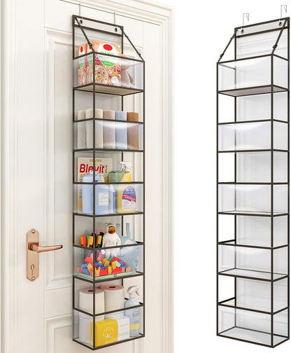 Fixwal 5-Shelf Over The Door Hanging Pantry Organizer, Room Organizer with Clear Plastic Pockets, 25lb Ultra Sturdy & Large Capacity for Closet, Bedroom, Nursery, Bathroom and Sundries