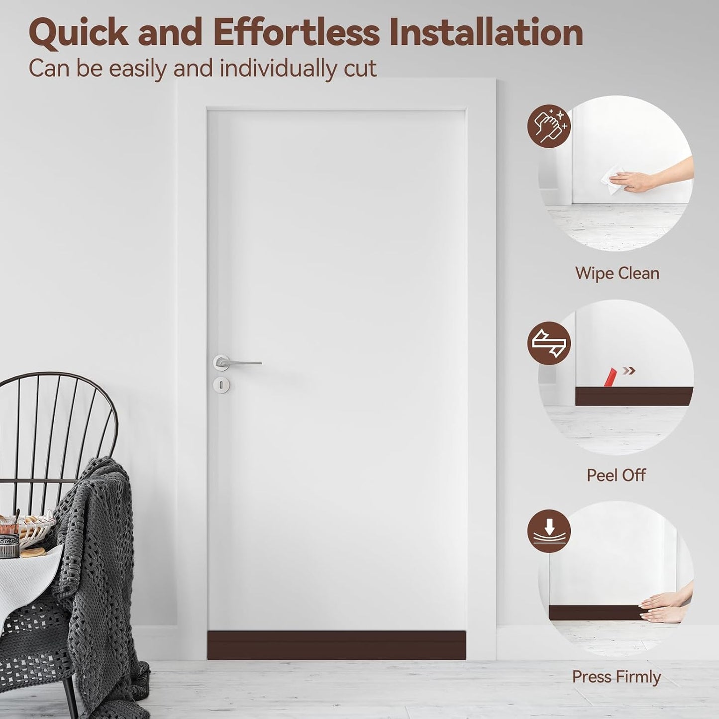 Door Draft Stopper, Ohuhu 39"L x 2"W Silicone Weather Stripping Under Door Seal for Exterior Interior Doors, 1" Widened Strong Adhesive, Soundproof Door Sweep Strip to Block Cold, Noise, Light Pests