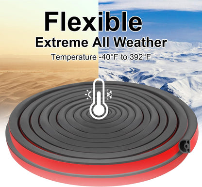 [New Upgrade] 19.7Ft Silicone Door Weather Stripping Door Seal Strip for Doors & Windows, Multi-Layer Soundproof Chamber Design, Self-Adhesive, Seal Large Gaps, Easy to Cut & Install