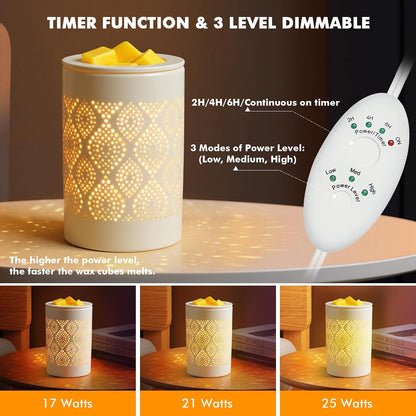 Bobolyn Wax Melt Warmer with Timer Ceramic Electric Candle Warmer Lamp with Timer and Dimmer for Scented Melts Wax Burner Fragrance Wax Melter for Home Office Bedroom Decor Gift for Mom Women